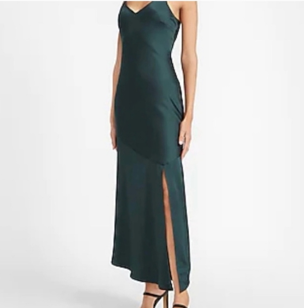 Express Satin Asymmetrical Wedding Guest Formal Maxi Dress